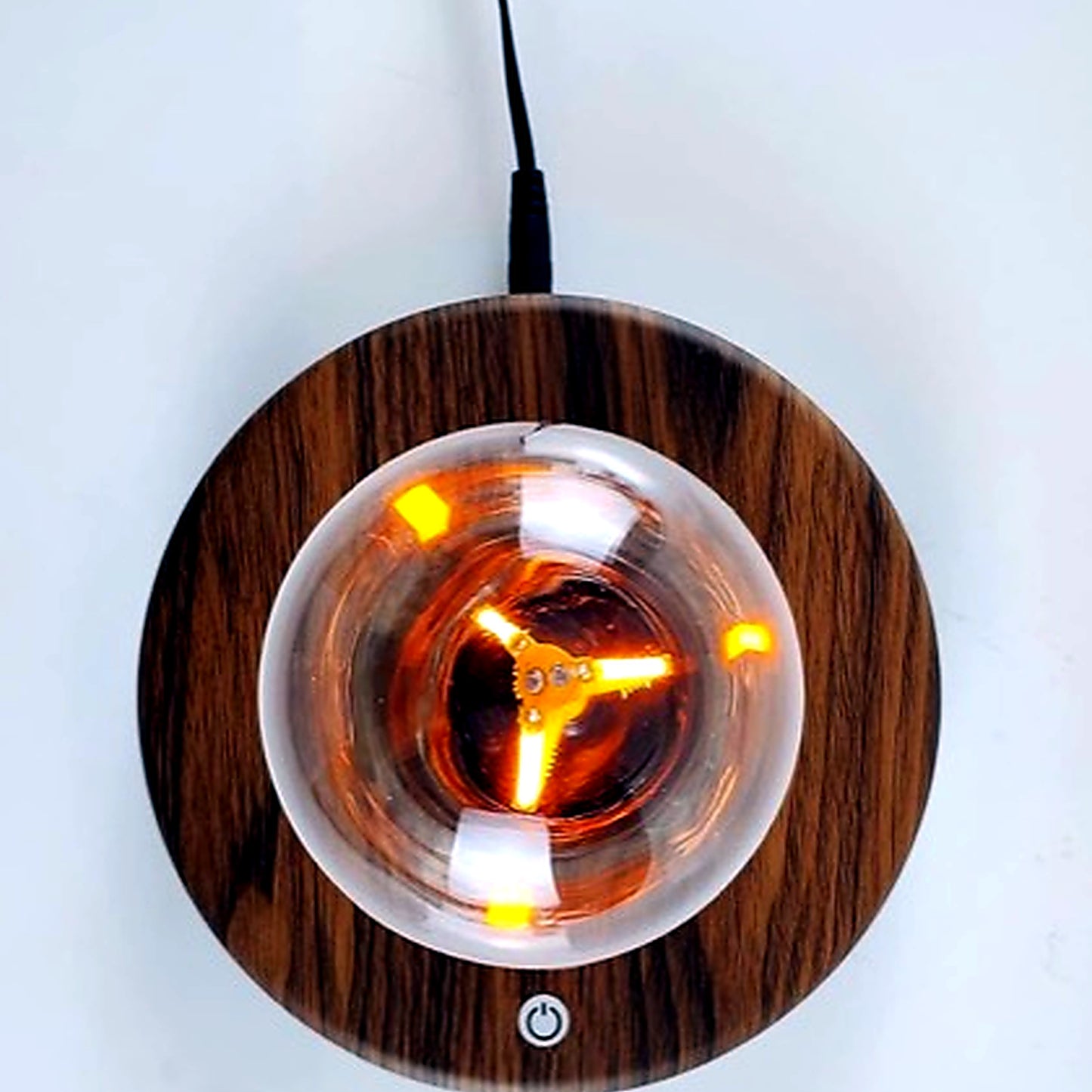 Jared's Floating Bulb Desk Lamp top-down close-up