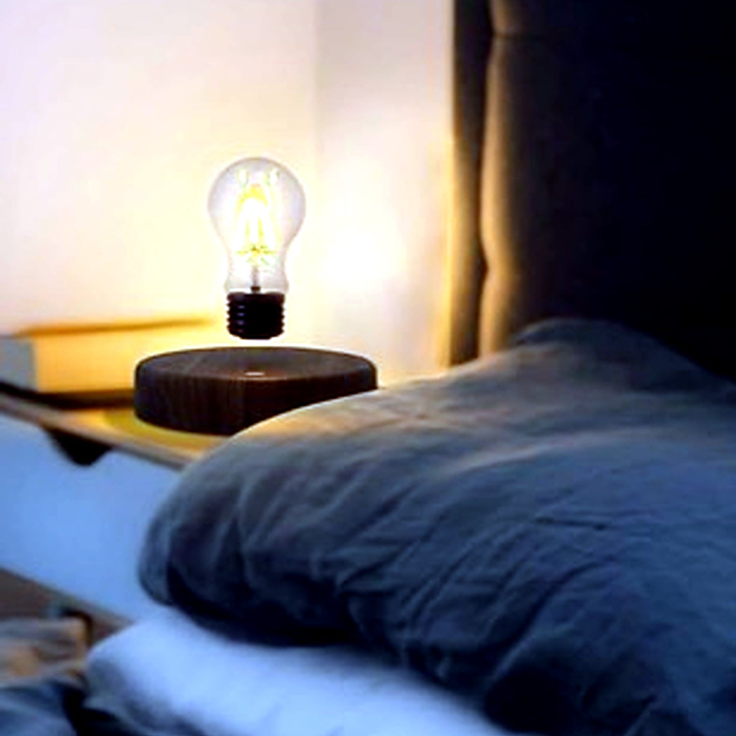 Jared's Floating Bulb Desk Lamp bedside close-up